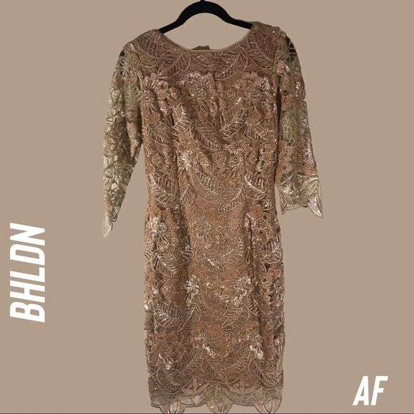 BHLDN  COCKTAIL DRESS SEQUINED EMBELLISHED NEW ROSE GOLD - Picture 5 of 9